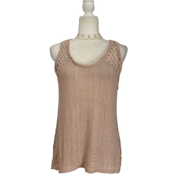 Generation Love New York Fishnet back Nude Shimmer Tank - Picture 1 of 7